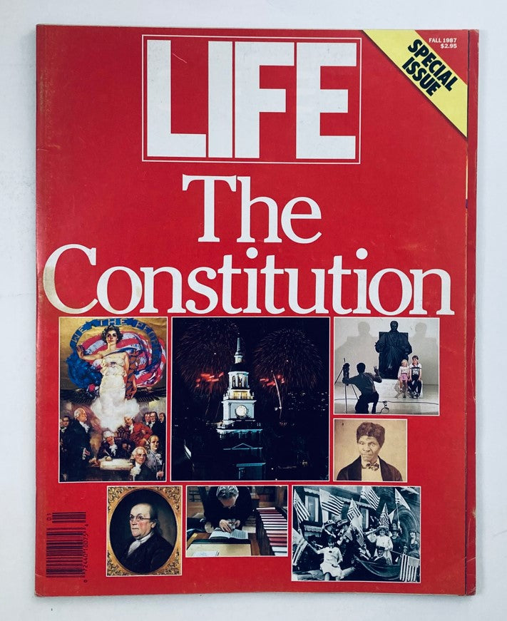 Cover of VTG Life Magazine Fall 1987 Vol 10 No. 10 The Constitution, featuring prominent imagery related to the Constitution, vibrant red background, and historical figures depicted on the cover.