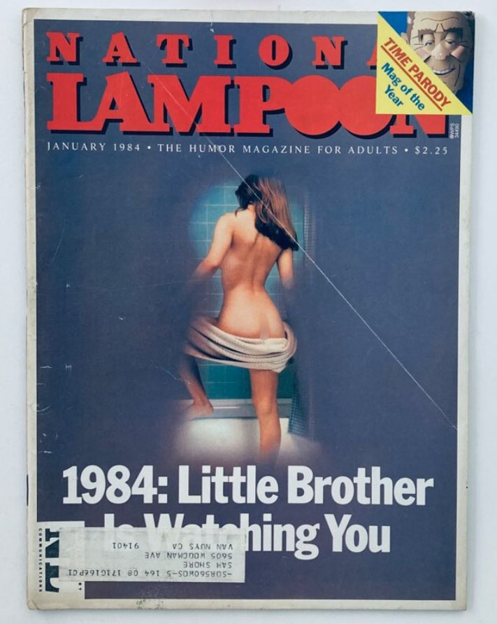 Cover of the Vintage National Lampoon Magazine from January 1984, Vol 2 No 66, featuring the iconic title 'Little Brother Watching' with a humorous illustration.