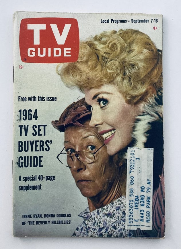 Cover of TV Guide Magazine September 7, 1963 issue #545 featuring Irene Ryan and Donna Douglas, showcasing vintage television memorabilia.