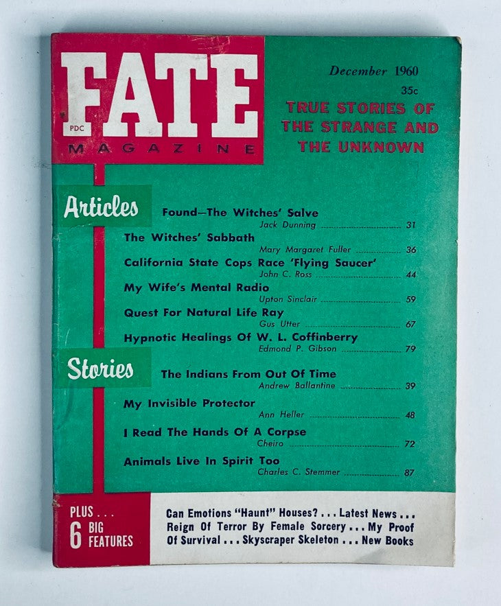 VTG Fate Magazine December 1960 Vol 13 No. 12 cover featuring the theme 'The Witches' Salve' with articles on the strange and unknown.