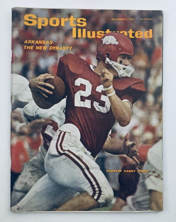 VTG Sports Illustrated Magazine November 8 1965 featuring Harry Jones on the cover, showcasing a vintage sports moment with a football player in action.