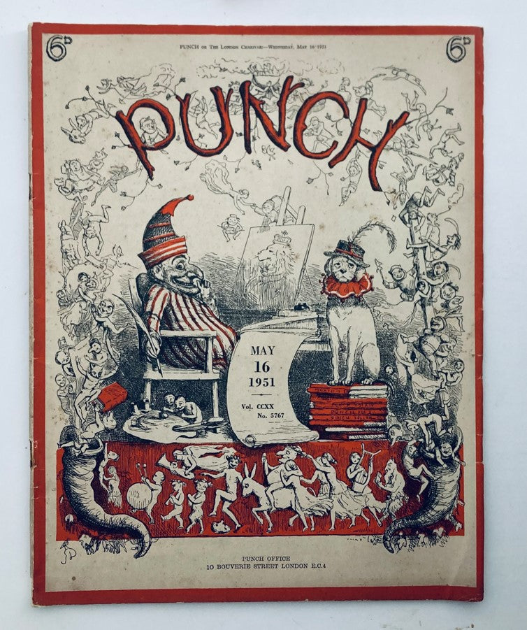 Cover of Punch Magazine dated May 16, 1951, Vol 220 No. 5767 featuring humorous illustrations and caricatures from the post-war era.