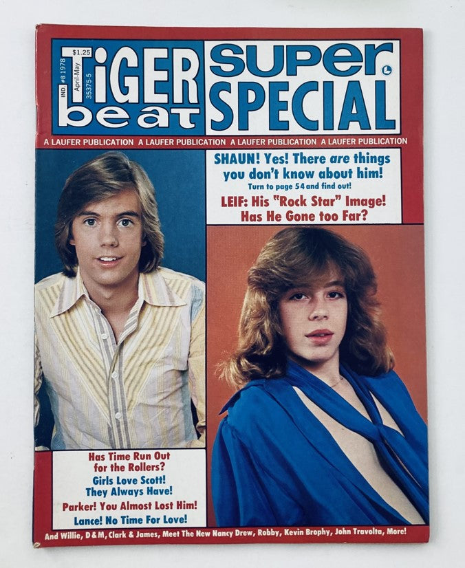 Cover of Tiger Beat Super Special 1978 #18 featuring Shaun Cassidy and Leif Garrett, showcasing a vintage pop culture magazine.