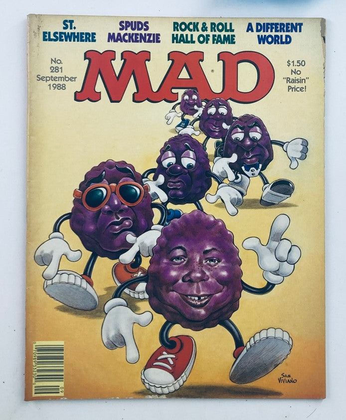 Mad Magazine September 1988 No. 281 cover featuring humorous characters, titled A Different World 2.0, showcasing iconic late '80s artwork.