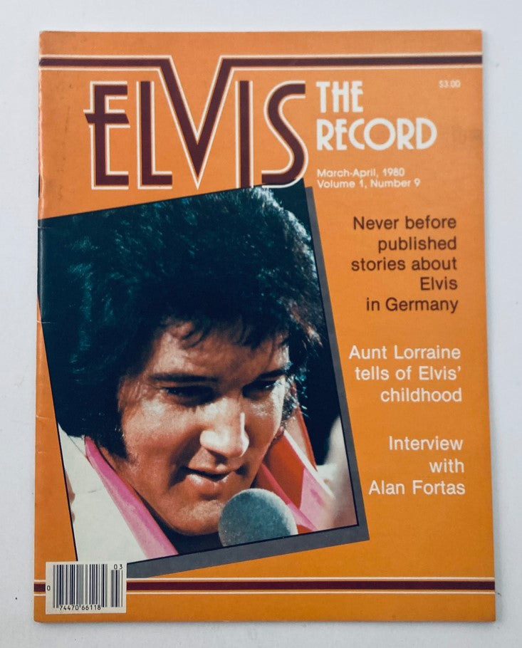 Cover of VTG Elvis The Record Magazine March 1980 Vol 1 No. 9 showcasing Elvis Presley, featuring articles and stories about his life, including never before published content about his time in Germany.