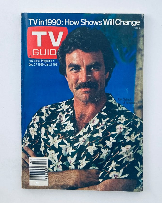 TV Guide Magazine December 27 1980 featuring Tom Selleck on the cover, showcasing a tropical-themed shirt, capturing early '80s television history.