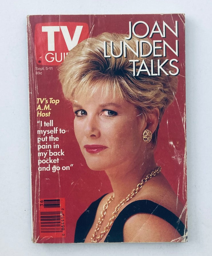 Cover of TV Guide Magazine from September 5, 1992 featuring Joan Lunden. The headline reads 'Joan Lunden Talks,' showcasing her as TV's top A.M. host.