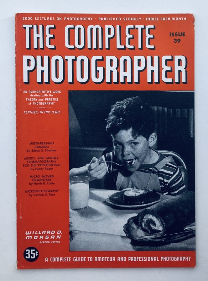 The Complete Photographer Magazine cover from October 10, 1942 featuring a boy eating a dessert with vintage photography techniques theme 'Micro and Macro'.