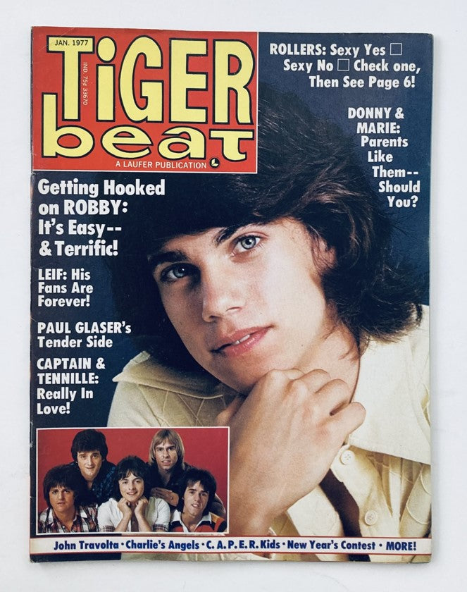 VTG Tiger Beat Magazine January 1977 featuring Robby Benson on the cover, including articles on Donny & Marie Osmond.