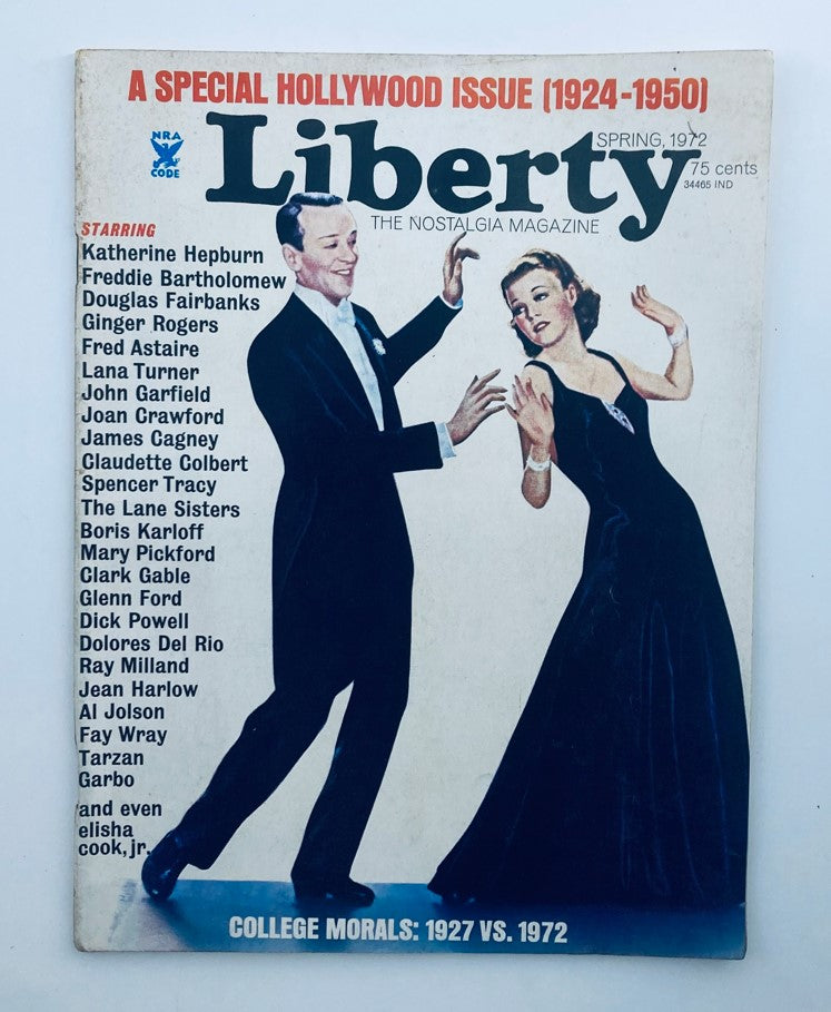 VTG Liberty The Nostalgia Magazine Spring 1972 featuring Katherine Hepburn on the cover, showcasing classic Hollywood stars, including Freddie Bartholomew and Ginger Rogers.