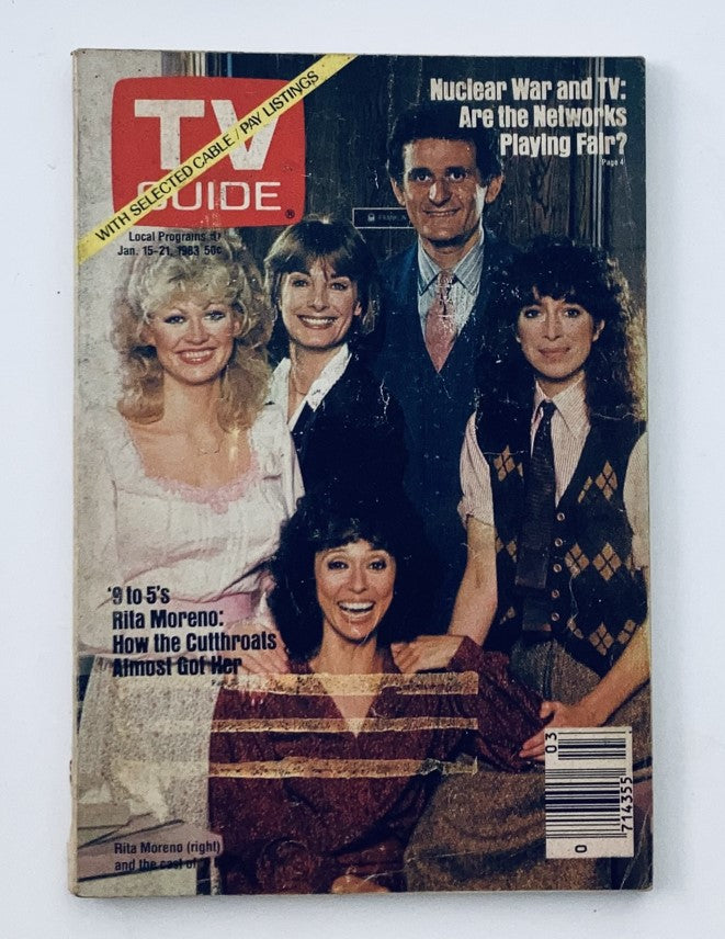 Cover of TV Guide Magazine January 15 1983 featuring Rita Moreno and a group of actors, showcasing a unique slice of television history.