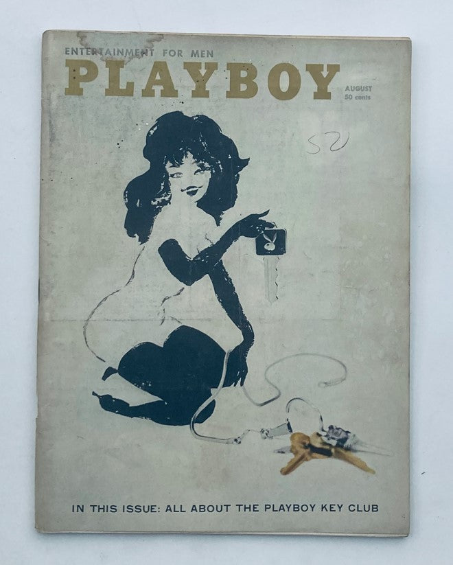 VTG Playboy Magazine August 1960 featuring a unique cover design with an illustration, ideal for collectors of vintage publications.