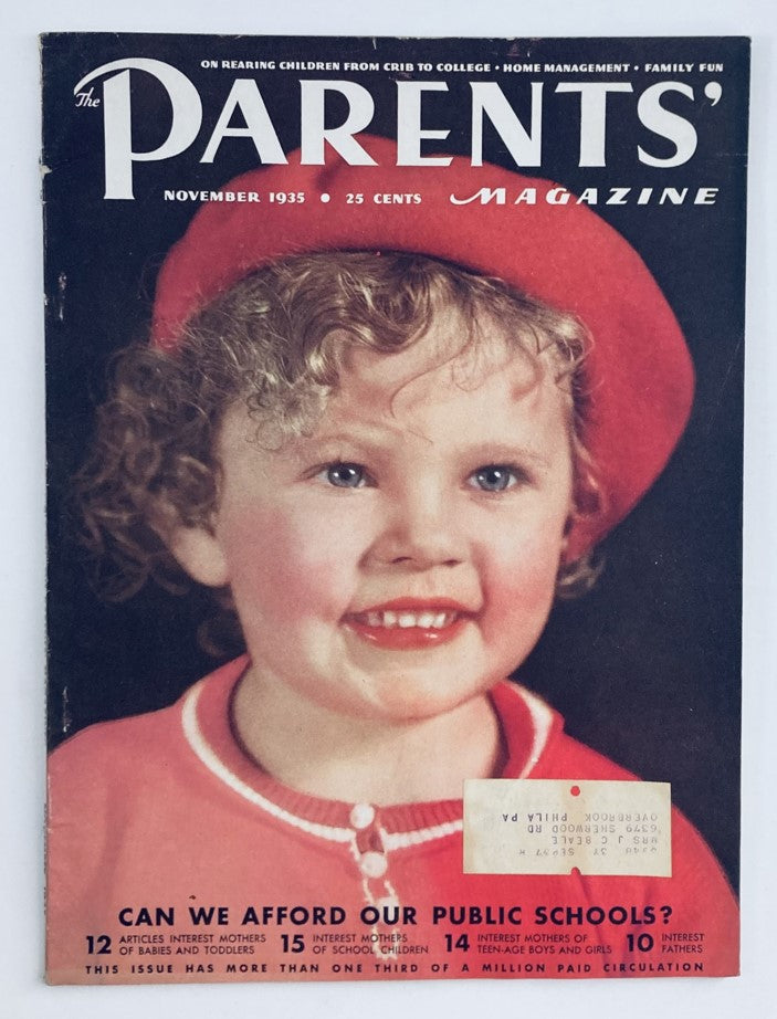 Vintage The Parents' Magazine November 1935 Can We Afford Our Public Schools?