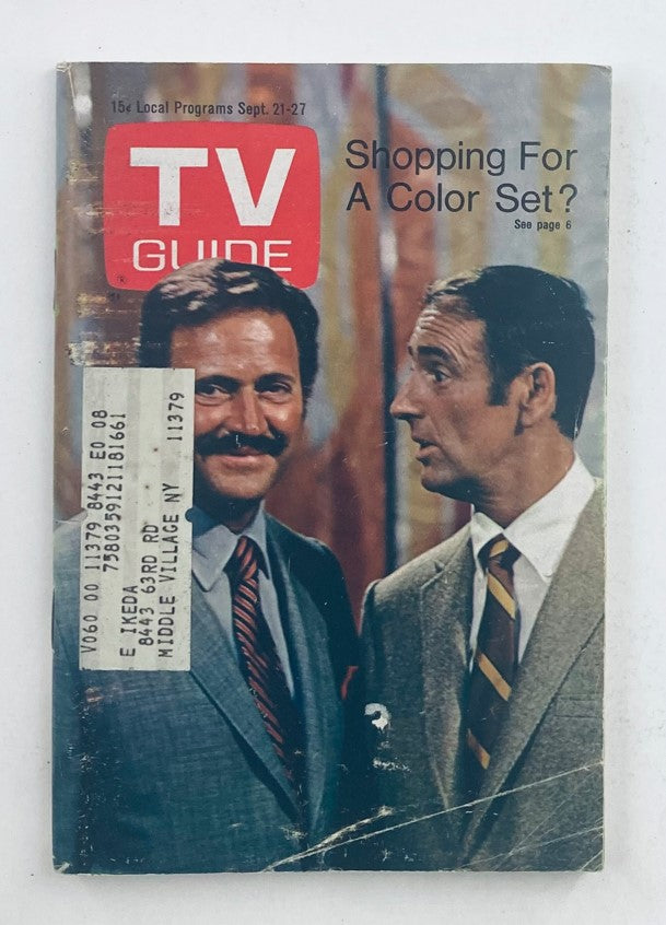 Cover of TV Guide Magazine September 21 1968 #808 featuring Dan Rowan and Dick Martin, showcasing a vintage television theme with prominent header and colors.