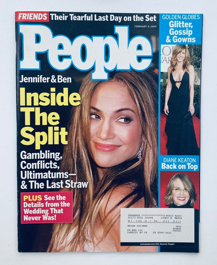 People Magazine February 9, 2004 cover featuring Jennifer Lopez, showcasing her glamour and beauty, alongside Ben Affleck, with highlights on celebrity culture and their high-profile relationship.