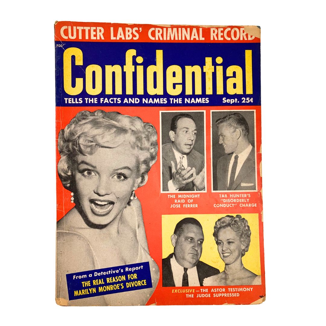 Confidential Magazine September 1955 Marilyn Monroe, Jose Ferrer No Label