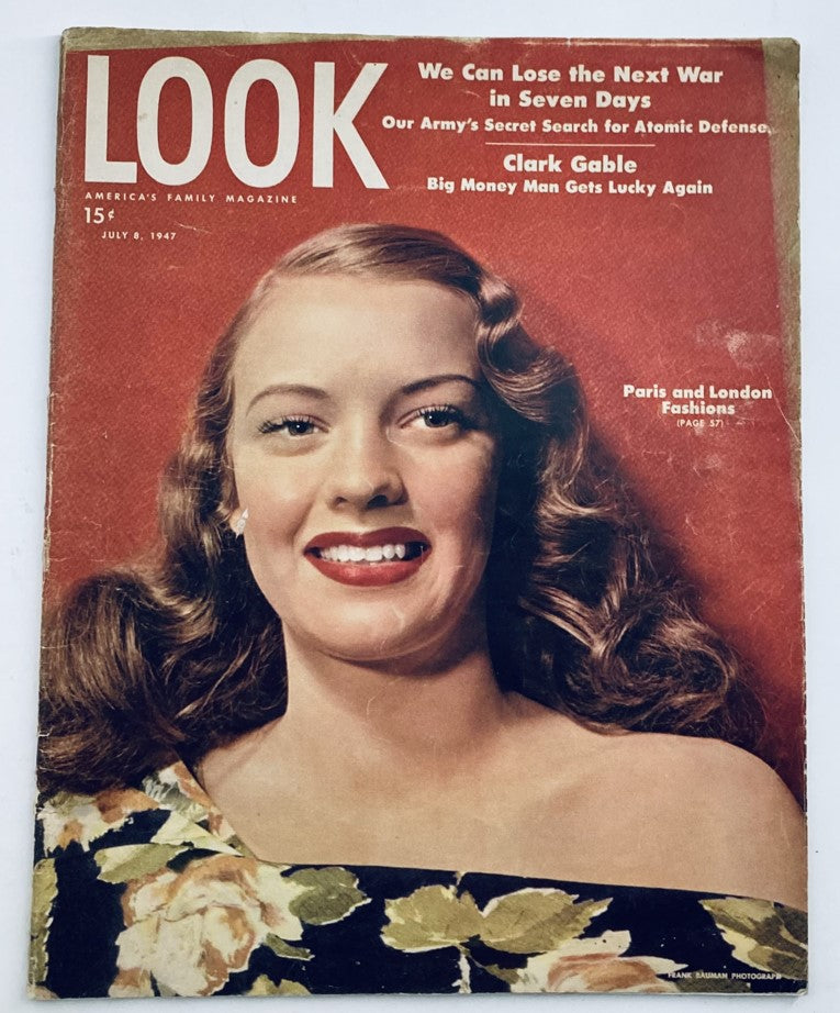 VTG Look Magazine July 8 1947 featuring cover girl Mary Hartline, showcasing vintage fashion and culture from the post-war era.