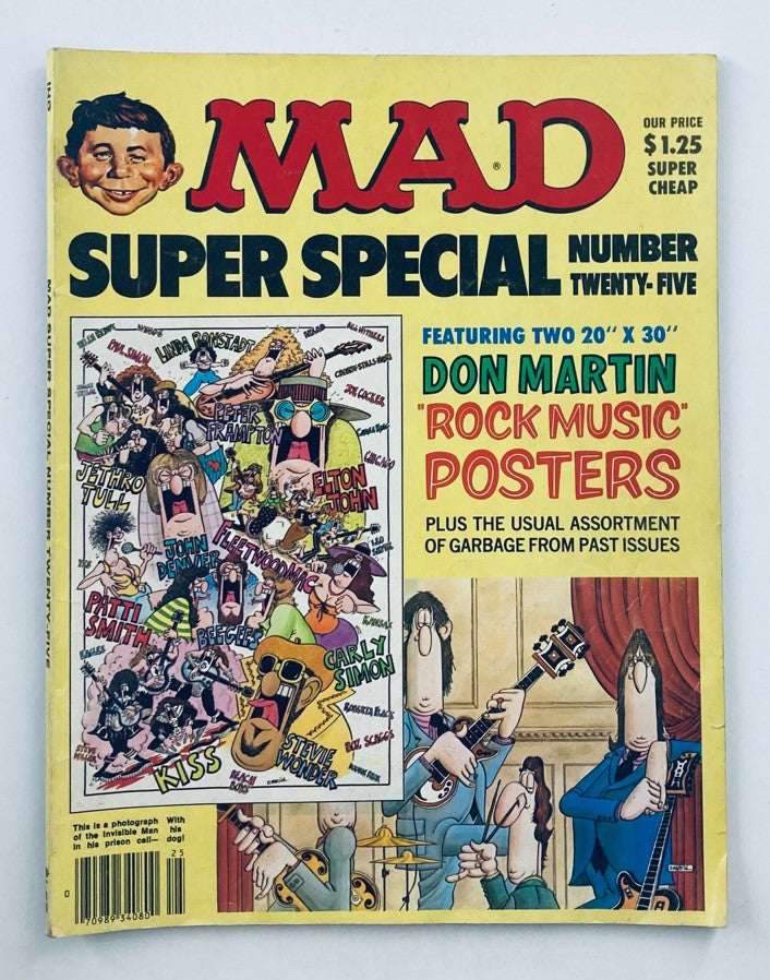 Cover of Mad Super Special Magazine 1978 No. 25 featuring iconic rock music posters and cartoon illustrations.