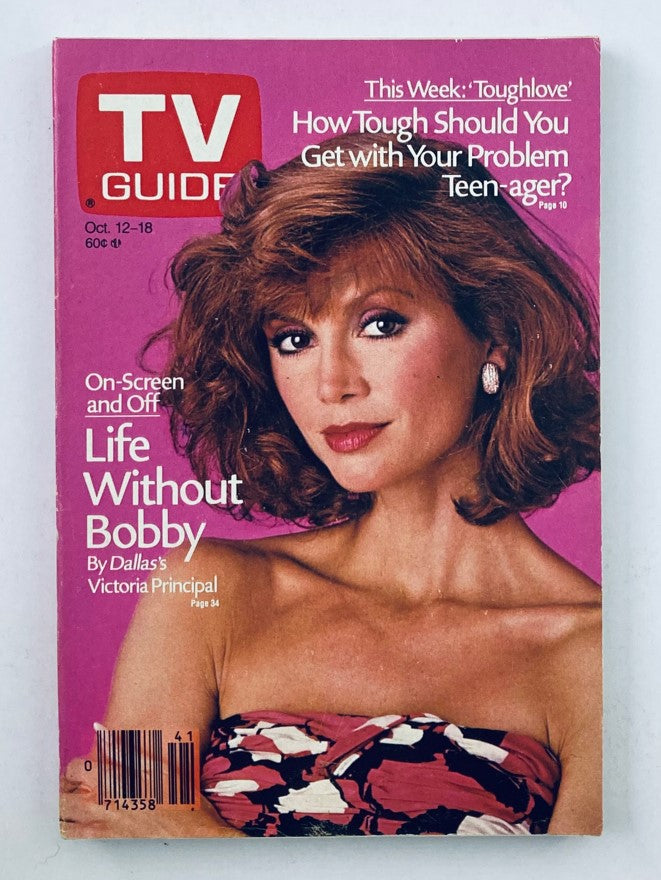 TV Guide Magazine October 12 1985 featuring Victoria Principal on the cover, showcasing classic 1980s television culture.