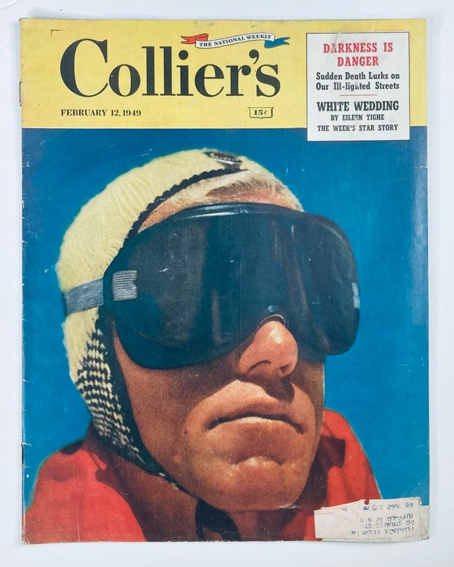 Cover of VTG Collier's Magazine February 12 1949 Vol 123 No. 7 featuring a dramatic image related to the theme "Darkness is Danger".