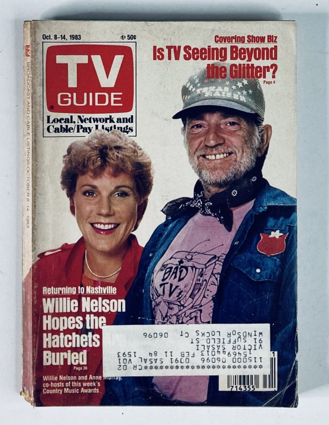 TV Guide Magazine October 8 1983, Issue #1593 featuring Anne Murray and Willie Nelson on the cover, showcasing vintage television culture.