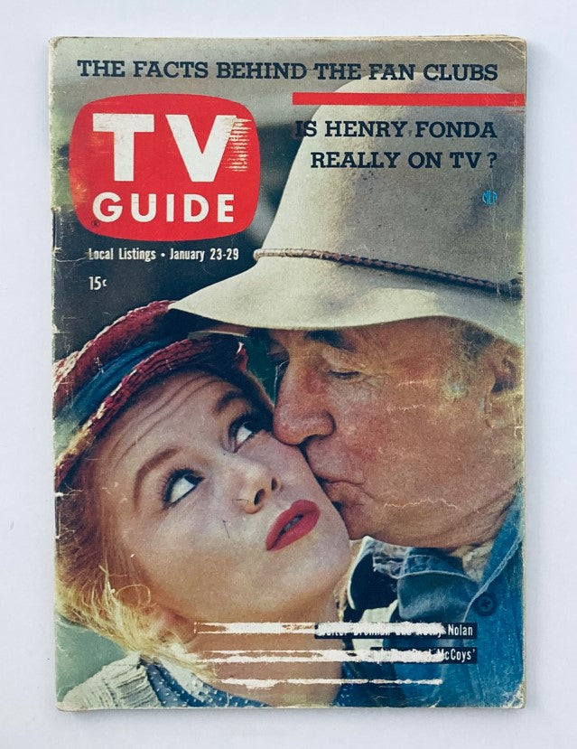 TV Guide Magazine cover from January 23, 1960 featuring Kathleen Nolan and Walter Brennan, showcasing classic television history.