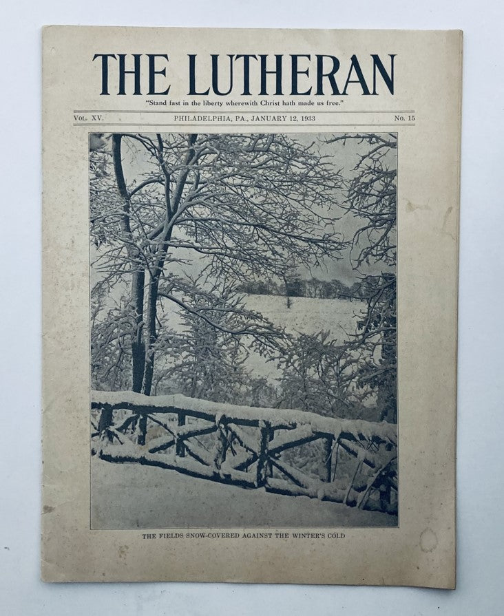 Vintage The Lutheran Magazine January 12 1933 The Fields Snow-Covered No Label