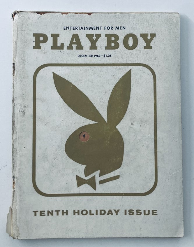 VTG Playboy Magazine December 1963 featuring Playmate Donna Michelle with a classic cover design showcasing the iconic Playboy bunny and bold text stating 'Tenth Holiday Issue'.