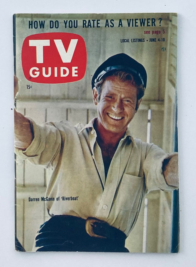 Cover of TV Guide Magazine June 4 1960 featuring Darren McGavin, showcasing how viewers rated popular television shows.