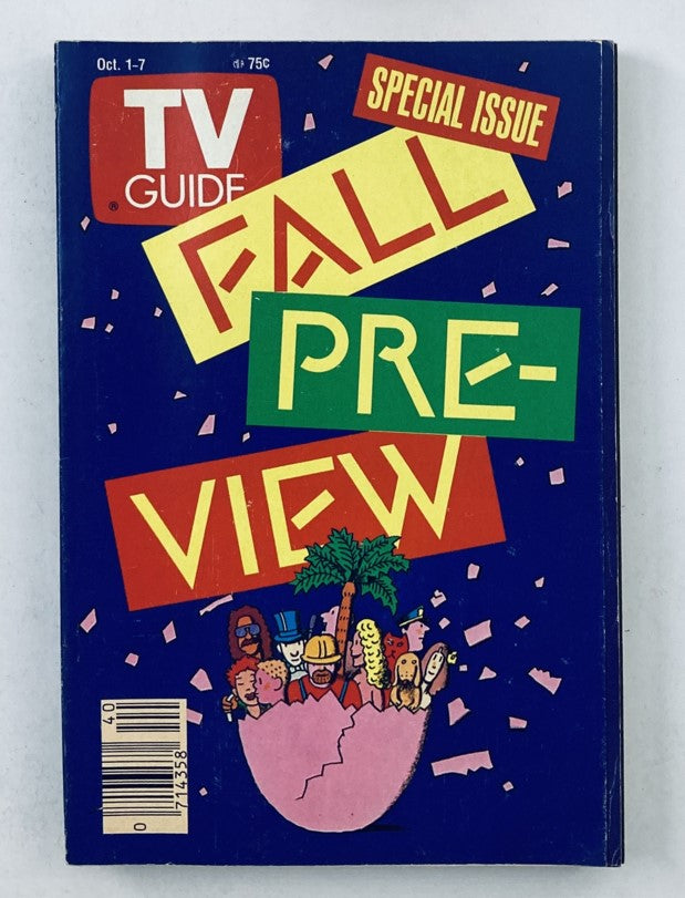 Front cover of TV Guide Magazine October 1 1988 Fall Preview Pittsburgh Metro Edition, featuring a colorful design with the text 'FALL PREVIEW' and a playful illustration depicting various cartoonish characters.