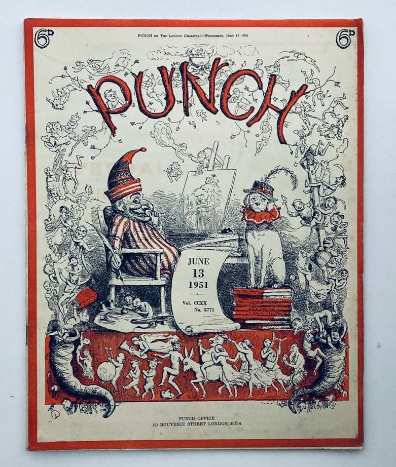 Cover page of Punch Magazine June 13 1951 Vol 220 No. 5771 featuring whimsical cartoon illustrations and printed title 'PUNCH'.