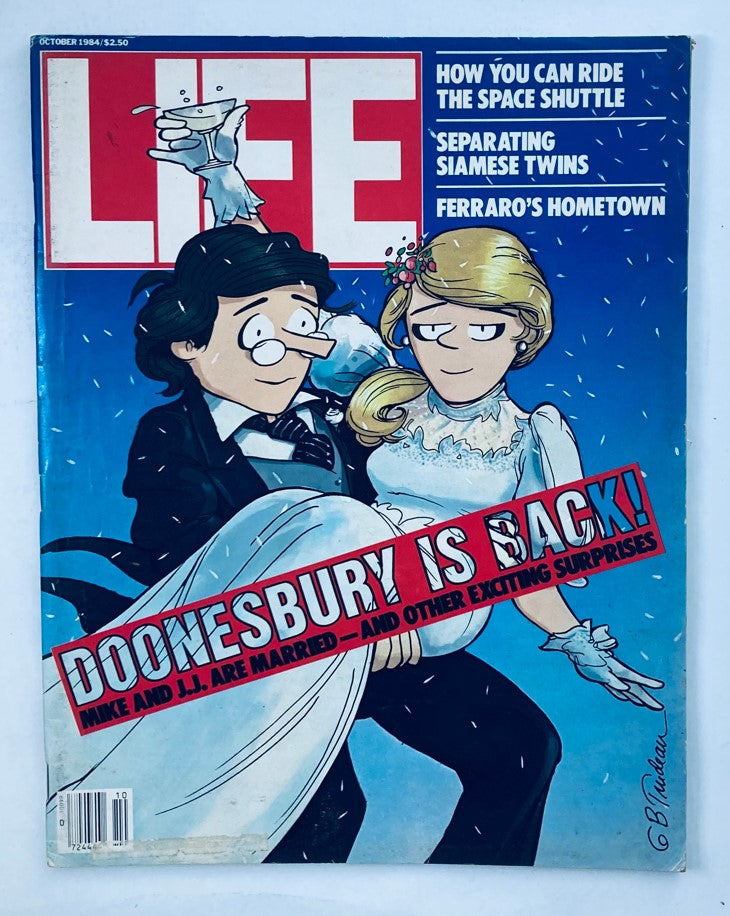 VTG Life Magazine October 1984 Vol 7 No 11 cover featuring the Doonesbury comic return, showcasing Mike and J.J. in wedding attire.