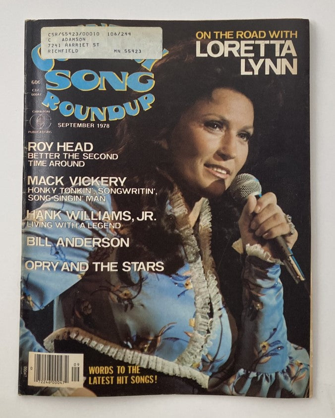Cover of the September 1978 issue of VTG Country Song Roundup Magazine featuring Loretta Lynn and Roy Head, highlighting country music legends and articles from the late 1970s.