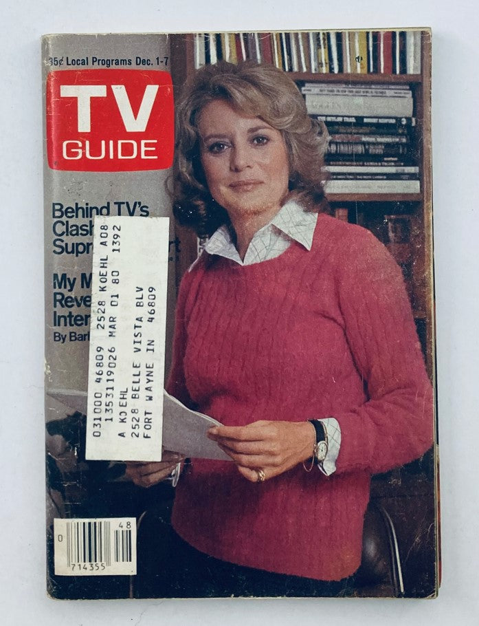TV Guide Magazine December 1, 1979, issue #1392 featuring Barbara Walters on the cover, showcasing television memorabilia and cultural history.