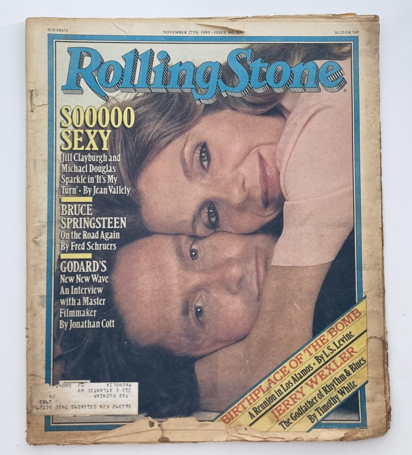 Cover of VTG Rolling Stone Magazine November 27 1980 featuring Jill Clayburgh and Michael Douglas, with the headline 'Sooooo Sexy' and articles related to music and film.