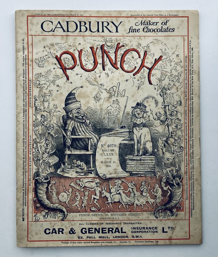 Vintage Punch Magazine March 11 1931 Vol 180 No. 4679 WWII Cartoon & Humour No Label