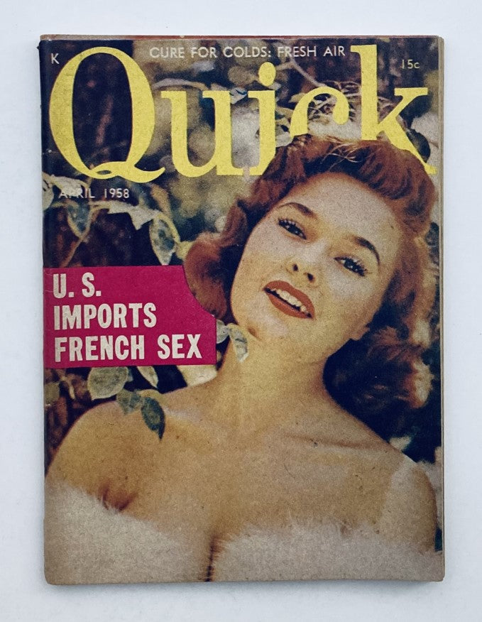 VTG Quick Pocket Magazine April 1958 Vol 2 No 11 cover showcasing a classic vintage design with a young woman and the title prominently displayed.