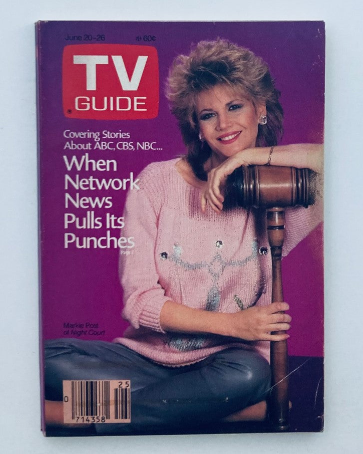 TV Guide Magazine June 20 1987 featuring Markie Post, showcasing television coverage and programming stories. Vintage magazine with a striking cover design.