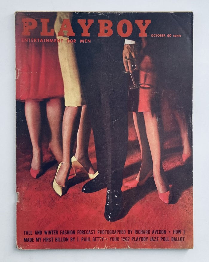 VTG Playboy Magazine October 1961 cover featuring a stylish scene with legs in fashionable shoes, highlighting the iconic Playboy brand.