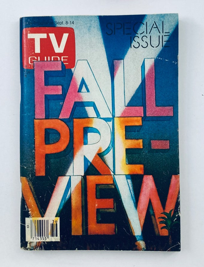 Cover of TV Guide Magazine September 8 1979 #1380 featuring vibrant text saying 'FALL PREVIEW'. Ideal for collectors of vintage television memorabilia.