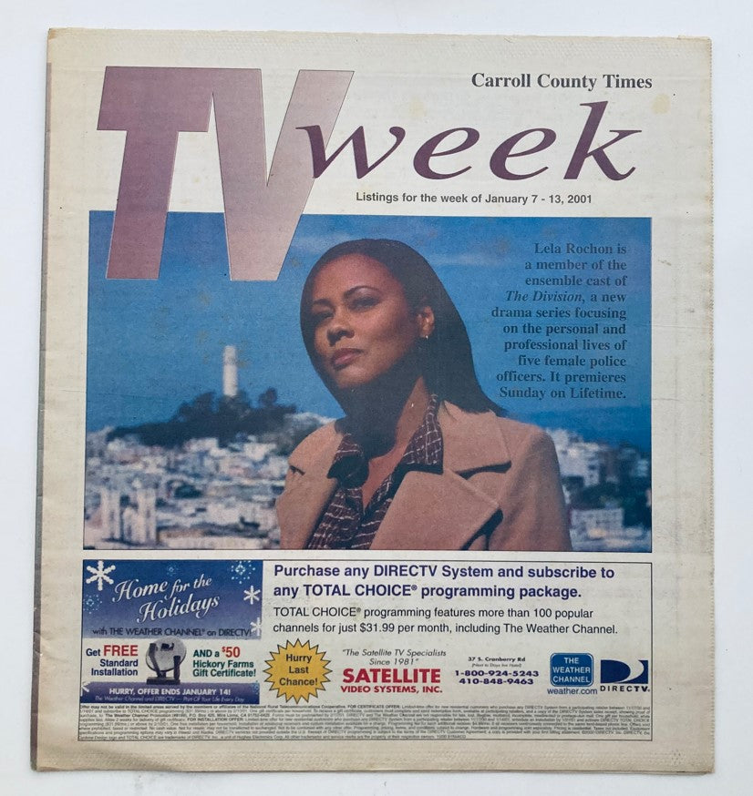 TV Week Magazine from January 7, 2001 featuring Lela Rochon on the cover, highlighting the cast of The Division, with details about TV listings and programming that week.