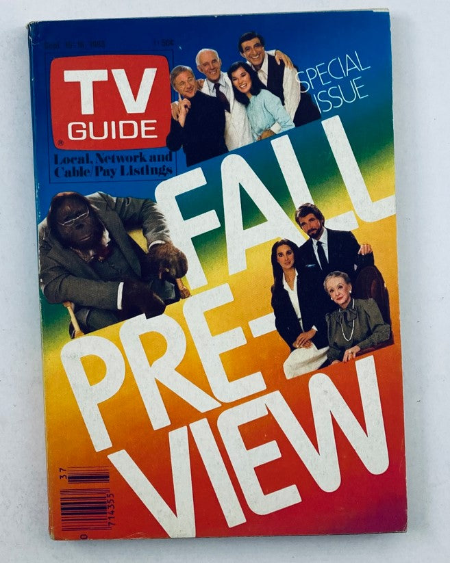 Cover of TV Guide Magazine September 10, 1983 Fall Preview, West Virginia Edition, featuring colorful graphics and a variety of TV personalities from that era.