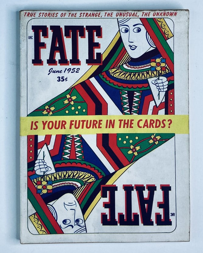 VTG Fate Magazine June 1952 Vol 5 No. 4 Cover featuring colorful illustration and the title 'Is Your Future In The Cards?' capturing the essence of tarot and fortune-telling.