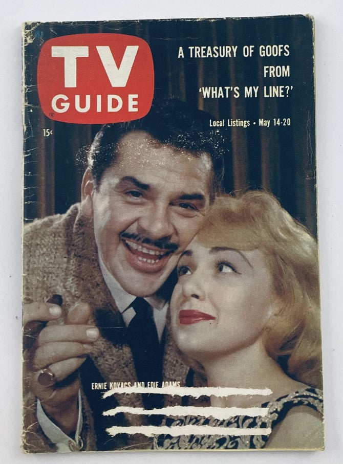 TV Guide Magazine May 14 1960 cover featuring Ernie Kovacs and Edie Adams, showcasing nostalgic television history.