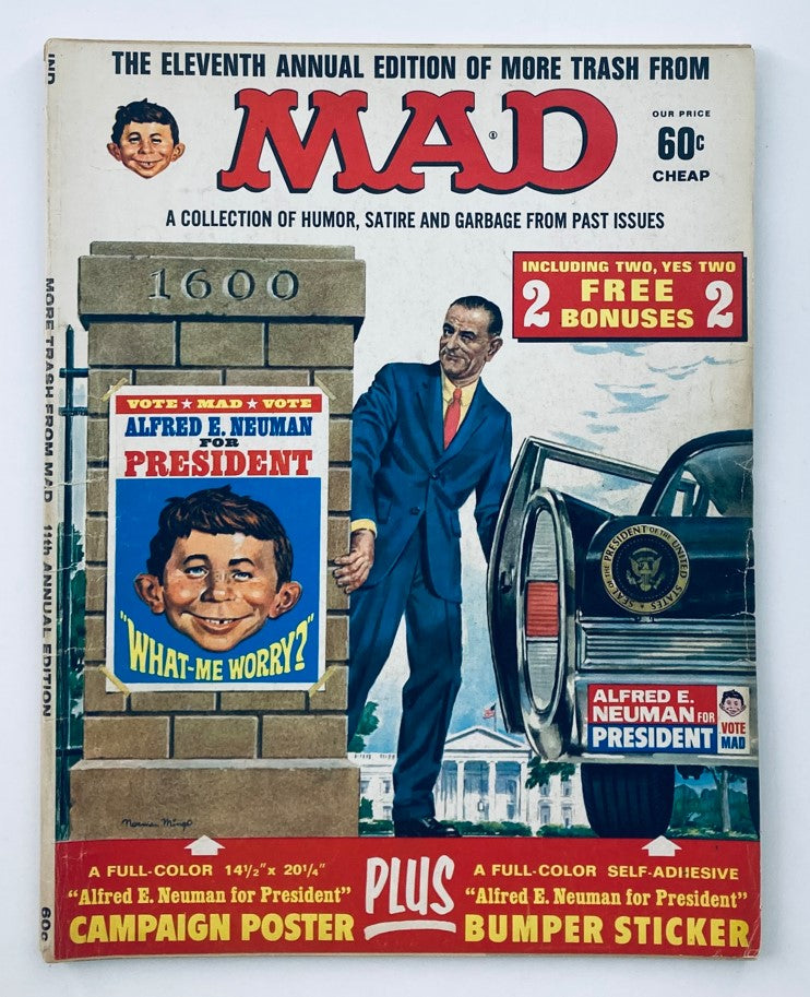 Cover of Mad Magazine 1968 11th Annual Edition featuring Alfred E. Neuman and a comedic presidential campaign theme, highlighting iconic humor and satire from the 1960s.