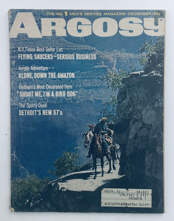Cover of VTG Argosy Magazine December 1966 Vol 363 No. 6 featuring the headline 'Flying Saucers - Serious Business' along with illustrations and related articles.