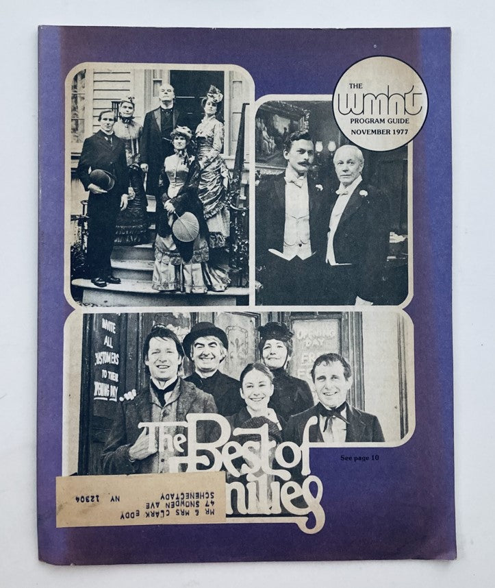 Cover of VTG WMHT Program Guide Magazine November 1977, Vol 14 No. 11 titled 'The Best of Families,' featuring a vintage photo montage of characters from popular TV shows.