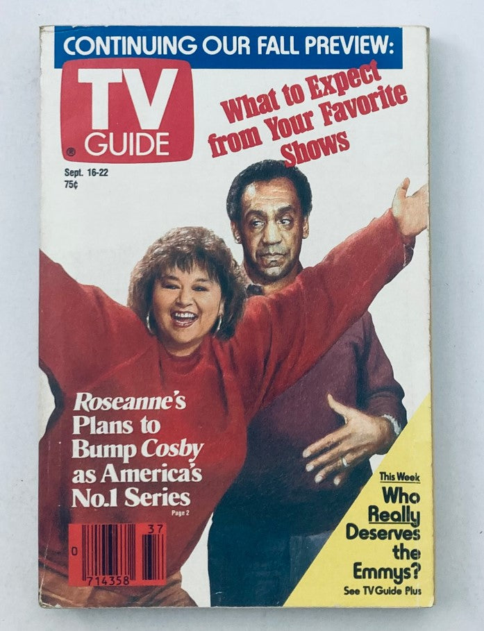 TV Guide Magazine September 16 1989 featuring Bill Cosby and Roseanne Barr showcasing a preview of upcoming television shows.