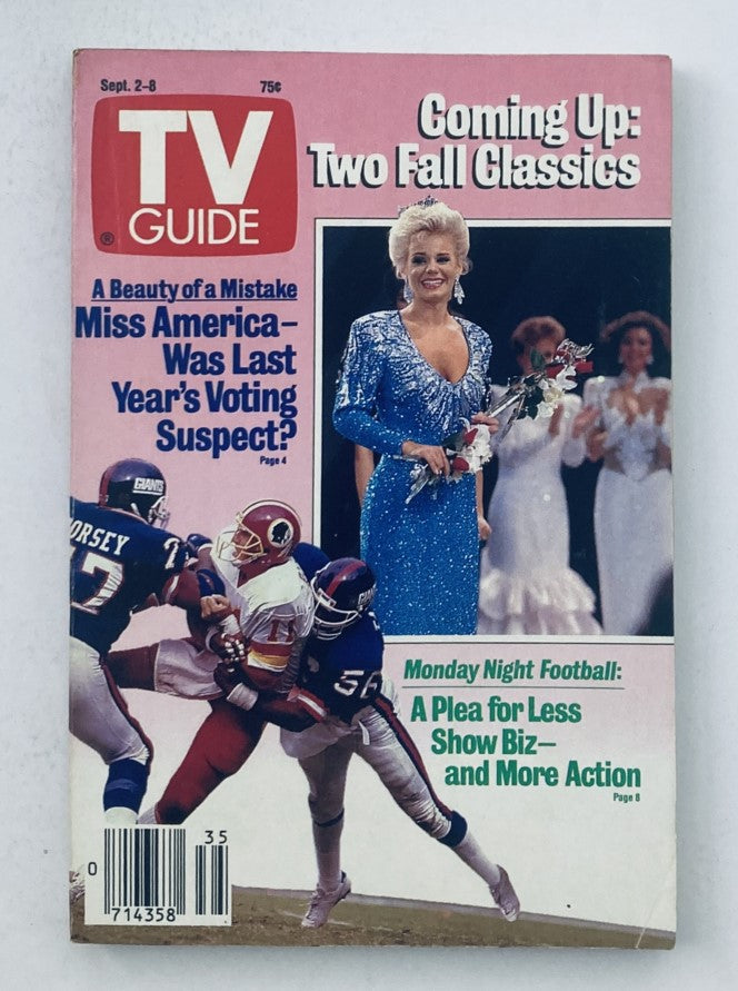TV Guide Magazine September 2 1989 featuring Miss America on the cover, showcasing a beautiful contestant in a sparkling blue gown, highlighting television history and cultural significance.