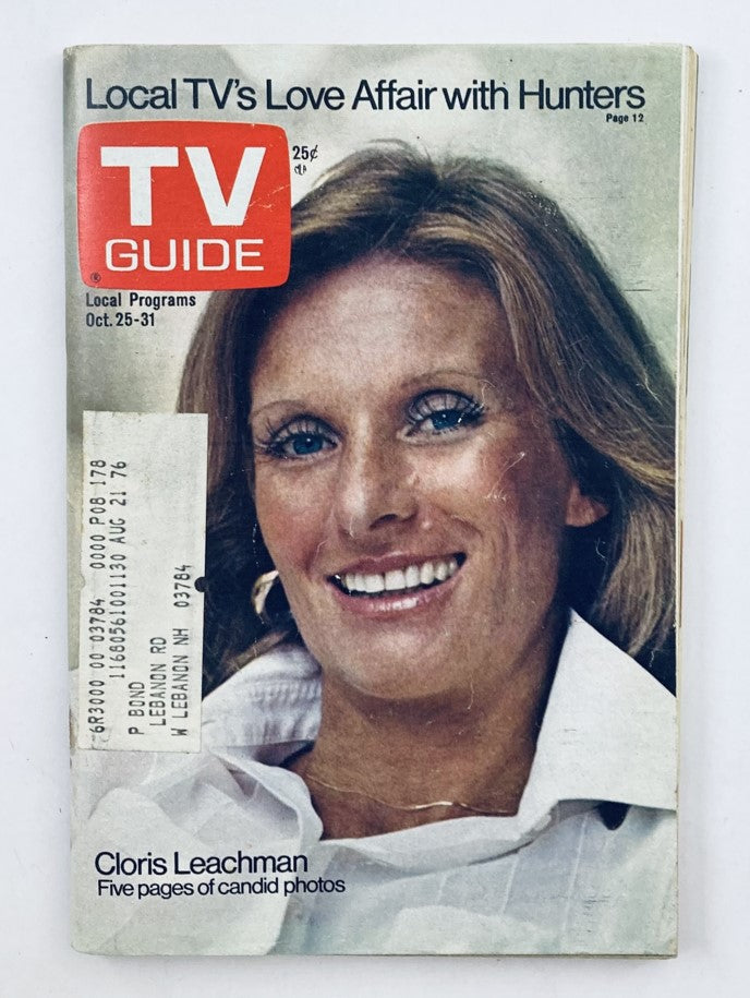 Cover of TV Guide Magazine October 25 1975 featuring Cloris Leachman, showcasing local TV programs and articles about popular television shows of that era.